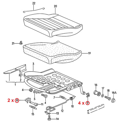 Clips / Guides de sièges Golf